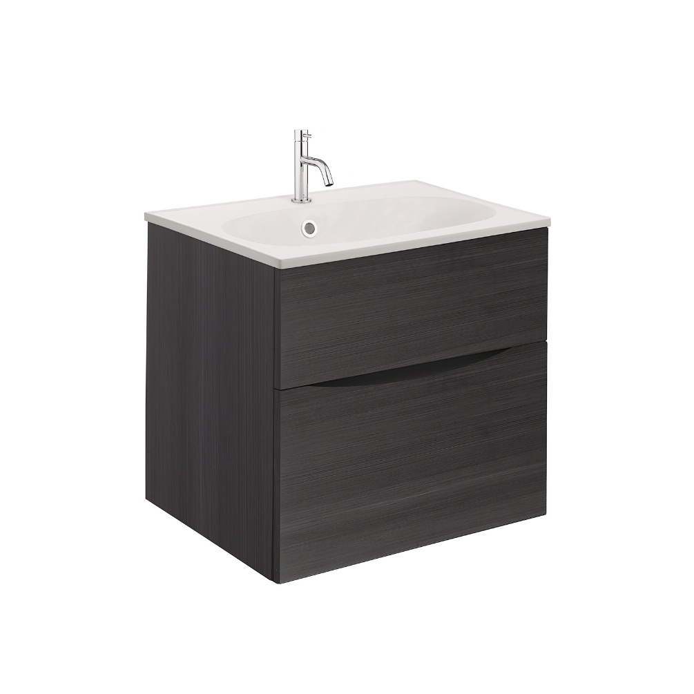 Product Cut out image of the Crosswater Glide II Steelwood 500mm Double Drawer Unit with Matt White 1 Tap Hole Basin