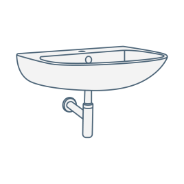 iconography image of a wall hung or wall mounted bathroom sink/basin