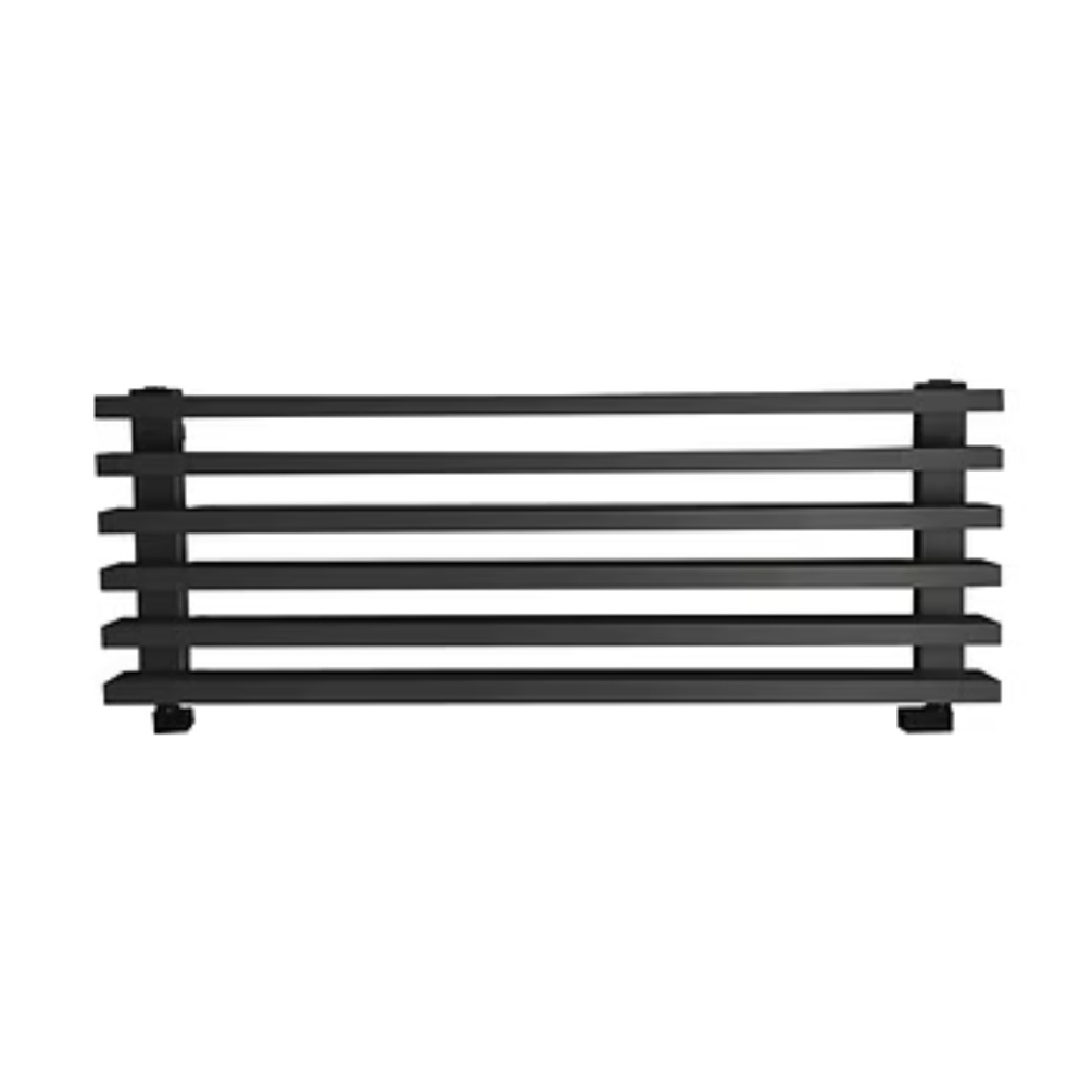 Product cut out image of the Radox Saber 450mm x 1200mm Matt Black Horizontal Electric Towel Rail