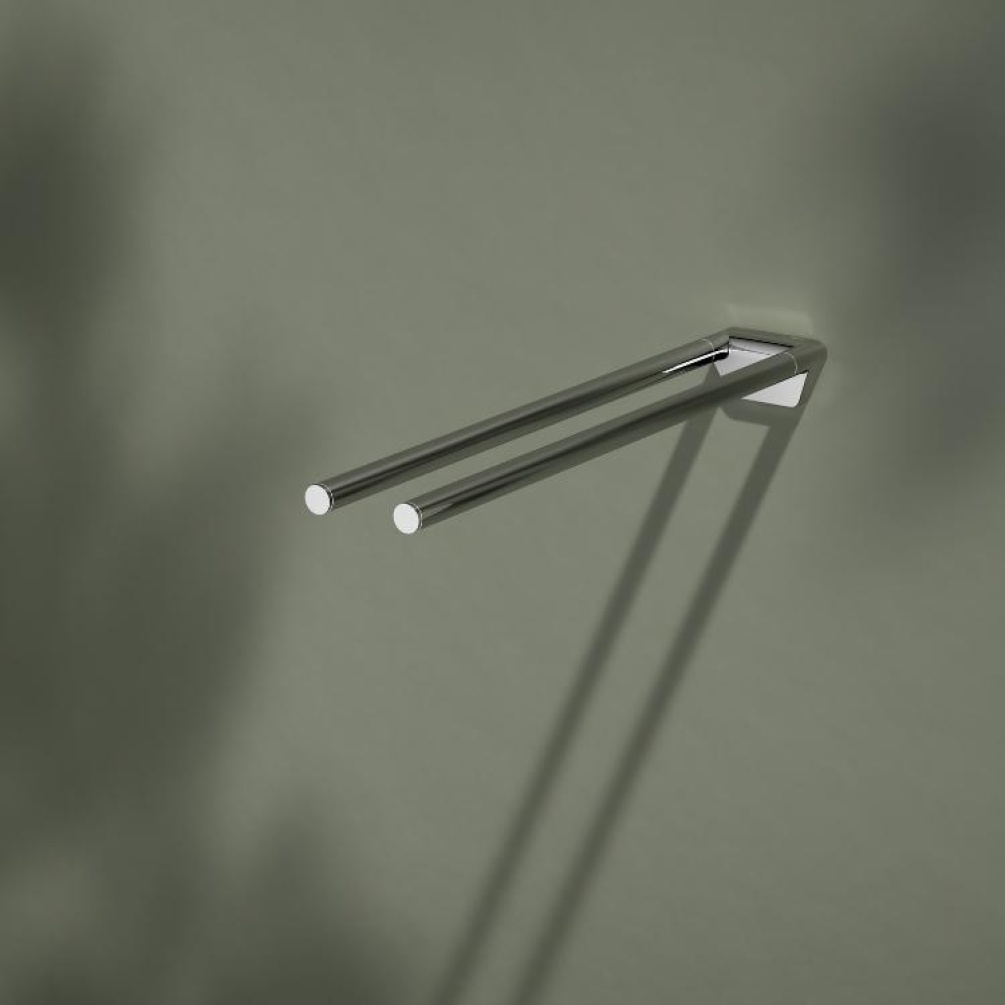 Close up product image of Keuco Reva Fixed Double Towel Holder 12818 010000