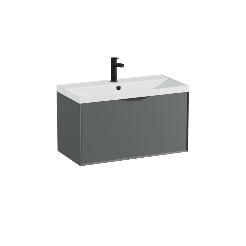 Vado Safari Smooth 800mm Charcoal Grey Wall Hung Vanity Unit & Mineral Basin