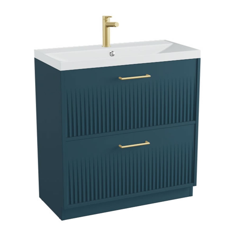 Vado Safari Fluted 800mm Atlantic Blue Floorstanding Vanity Unit & Mineral Basin