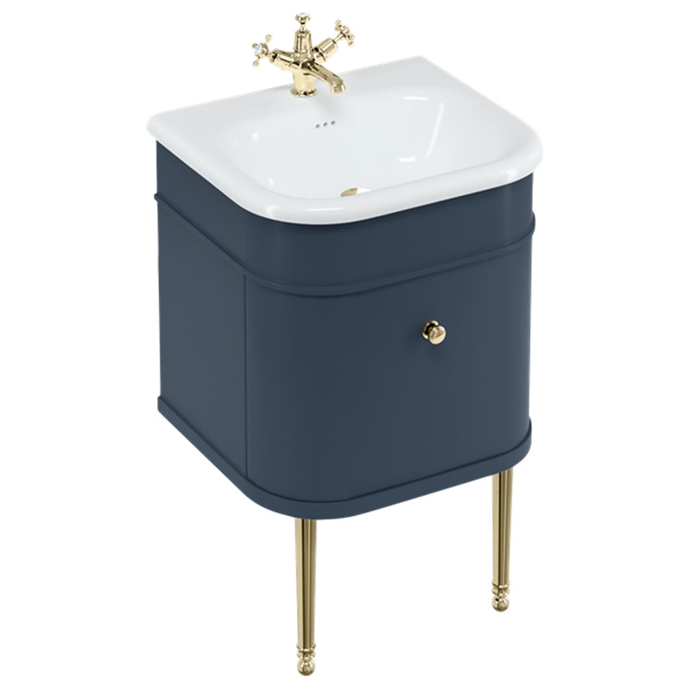 Burlington Chalfont 550mm Blue Vanity Unit & Gold Legs