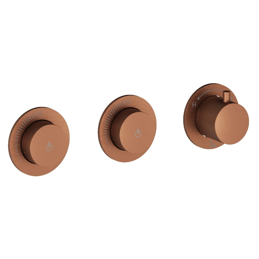 Cutout image of Crosswater Module Push Brushed Bronze Dual Outlet Shower Valve