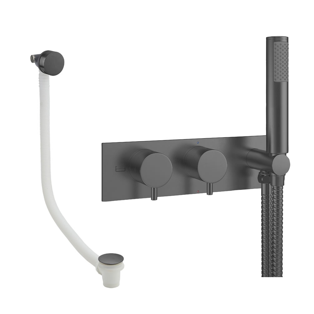 Cutout image of Crosswater Design Slate Dual Outlet Bath Filler Set
