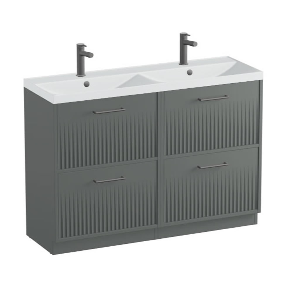 Vado Safari Fluted 1200mm Charcoal Grey Floorstanding Vanity Unit & Arctic Basin
