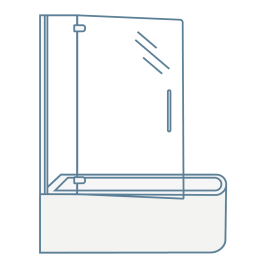 Iconography image of a hinged shower screen with fixed panel