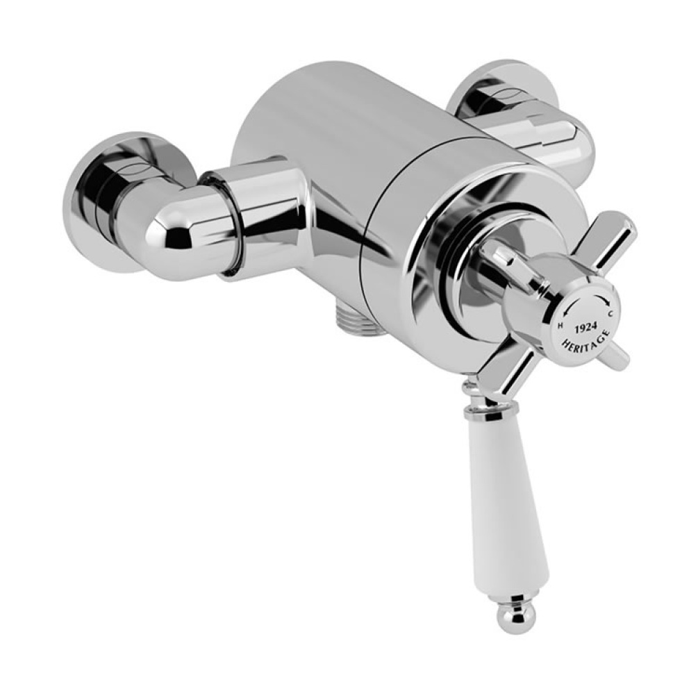 Heritage Dawlish Exposed Shower Valve with Bottom Outlet Chrome Finish