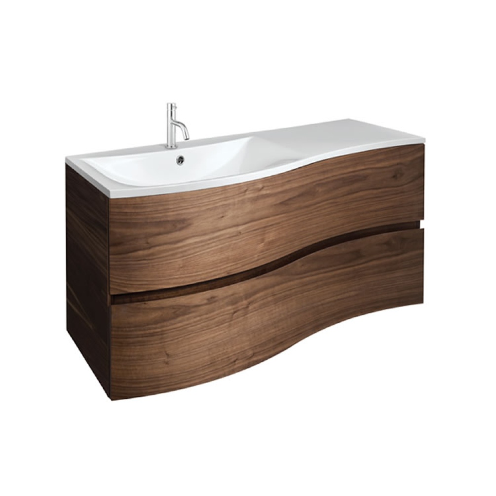 Cutout image of Crosswater Svelte 1000 American Walnut Wall-Hung Vanity Unit & Cast Mineral Basin