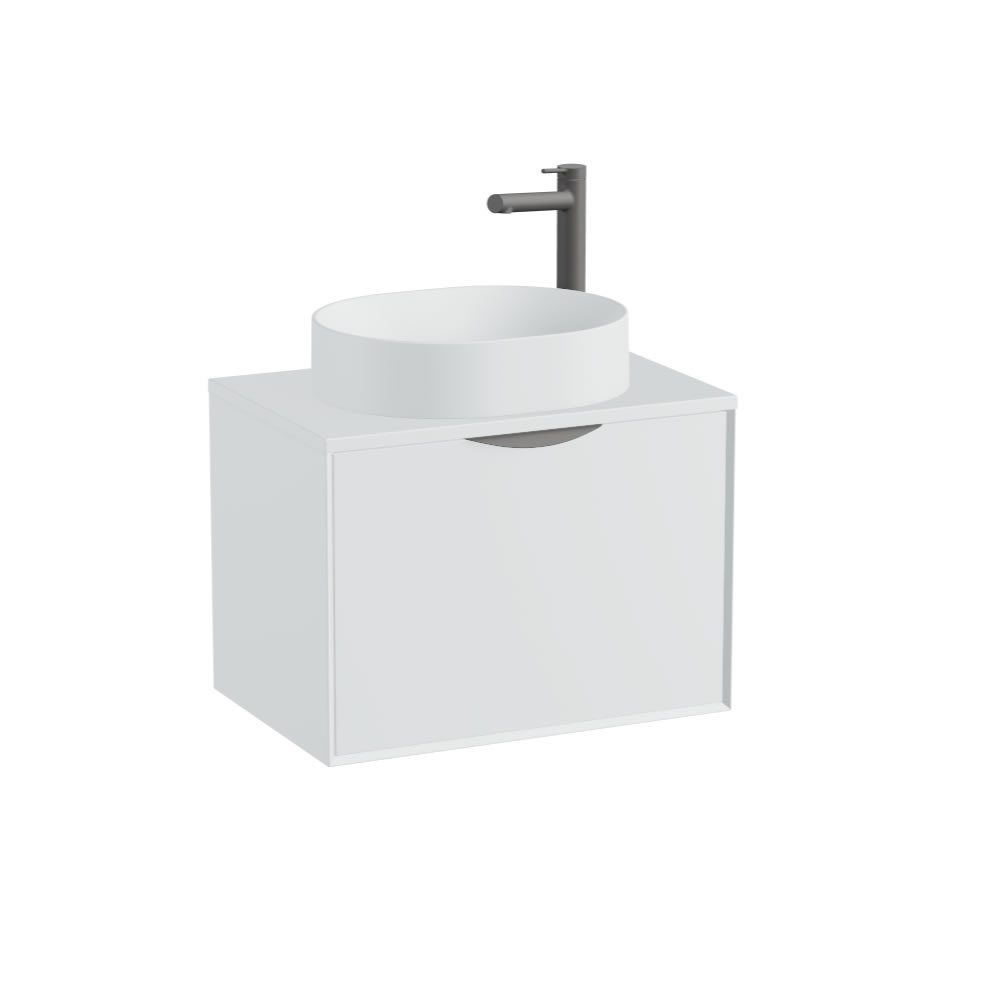 Vado Safari Smooth 600mm Arctic White Wall Hung Vanity Unit & Arctic White Worktop