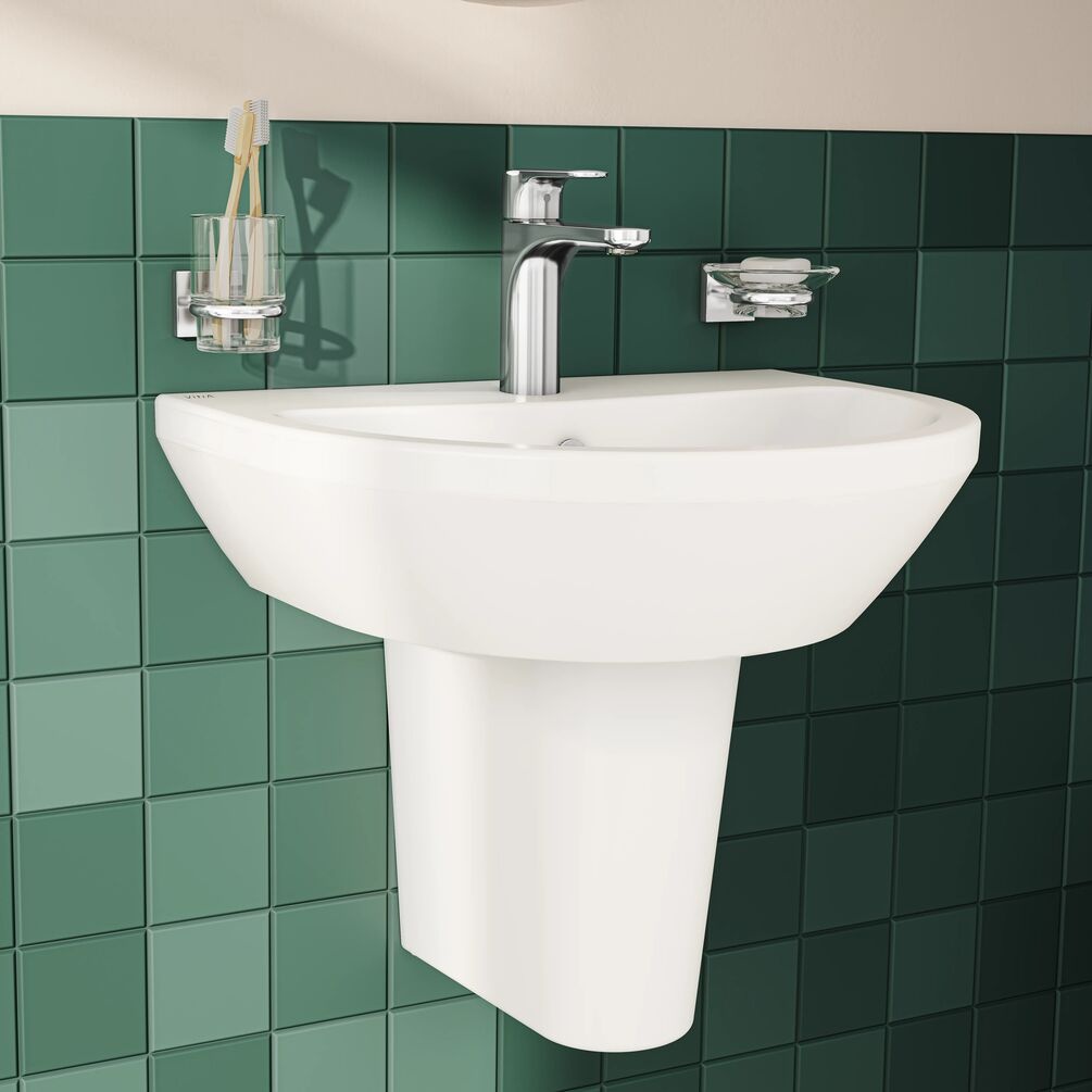 VitrA Integra Round 550mm x 450mm Semi Pedestal Basin Lifestyle 1