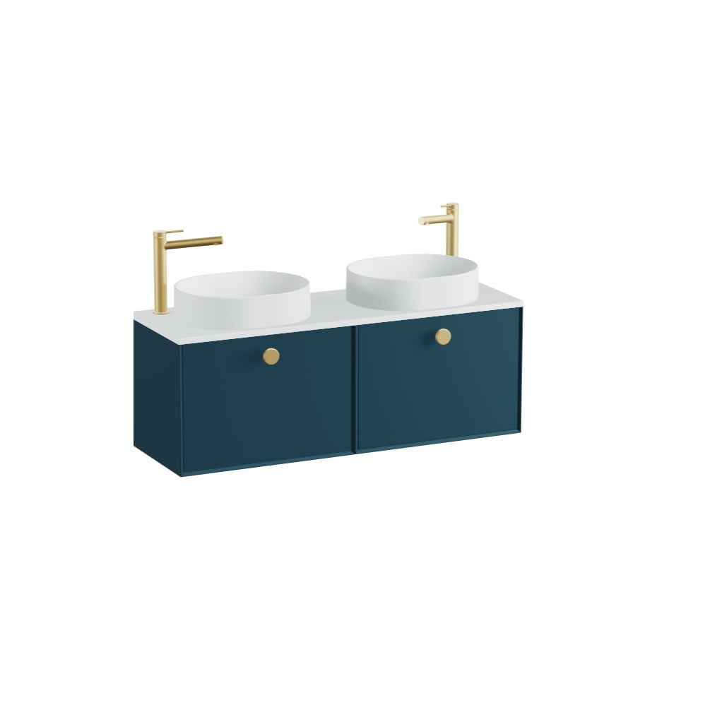 Vado Safari Smooth 1200mm Atlantic Blue Wall Hung Vanity Unit & Arctic White Worktop