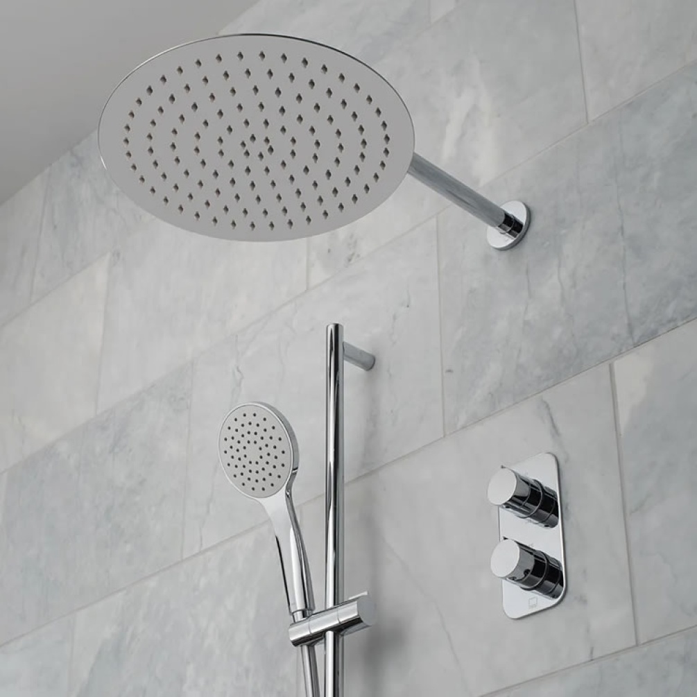 Lifestyle image of Vado Tablet Altitude Vertical Twin Outlet Thermostatic Shower Package