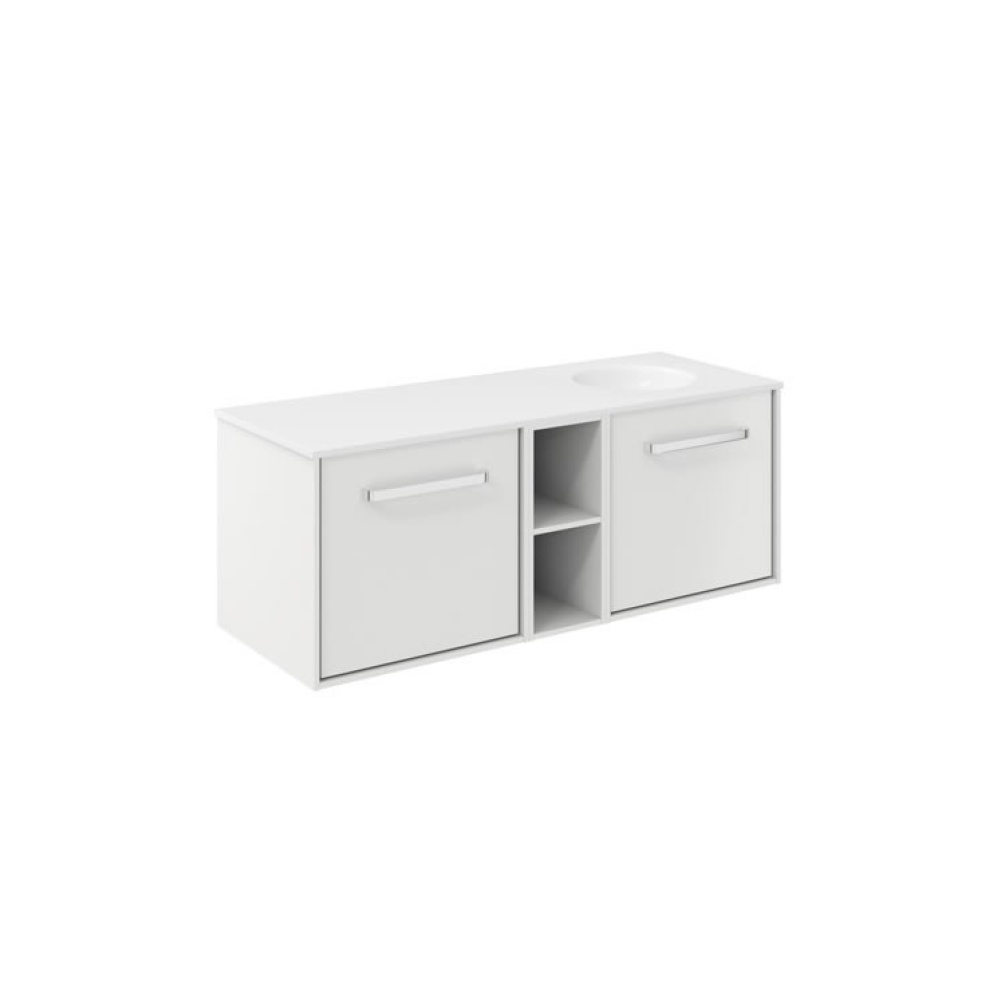 Cutout image of Crosswater Infinity 1200mm White Gloss Wall-Hung Vanity Unit & Right-Handed Basin