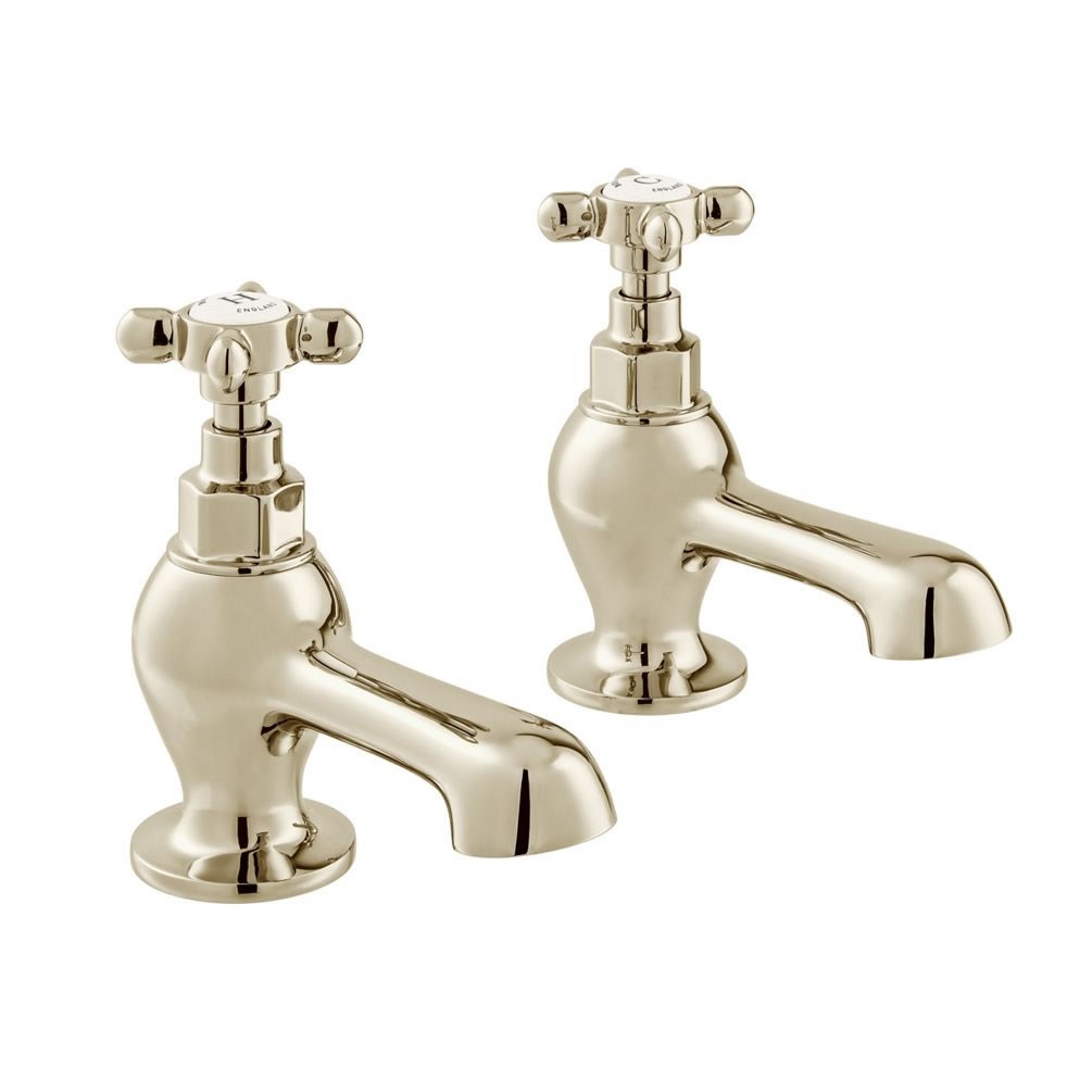 Booth & Co. Axbridge Cross Nickel Bath Pillar Taps