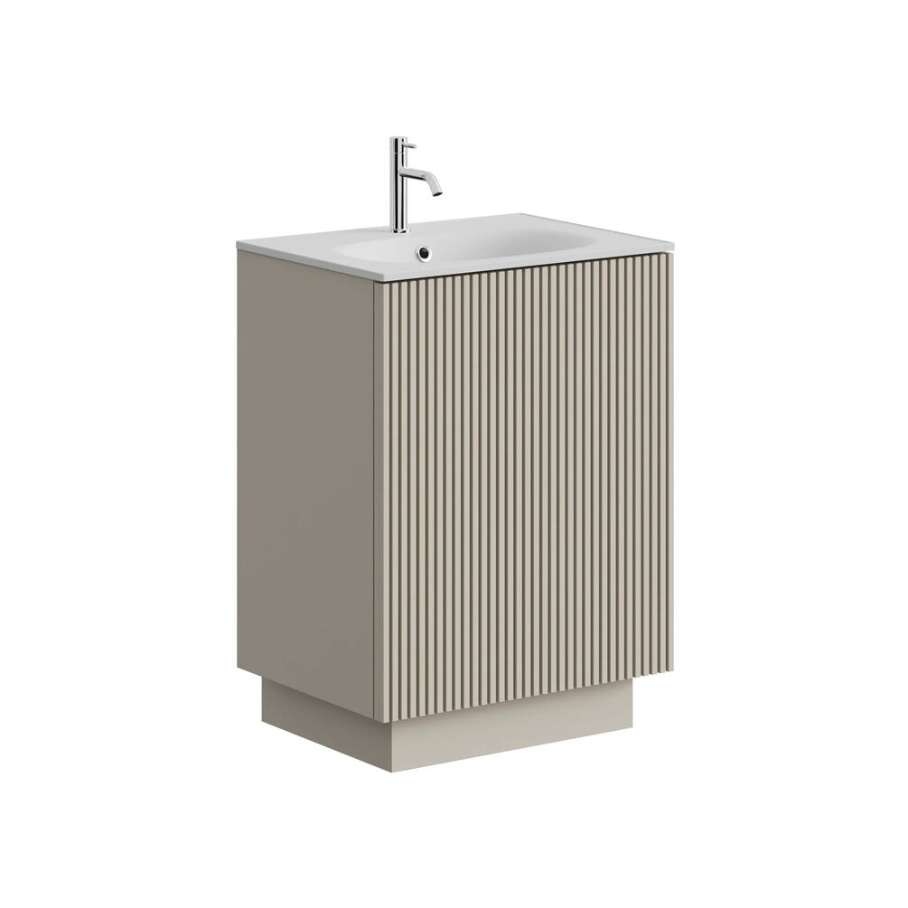 Crosswater Limit Warm Stone 600mm Floorstanding Vanity Unit & Matt White Basin