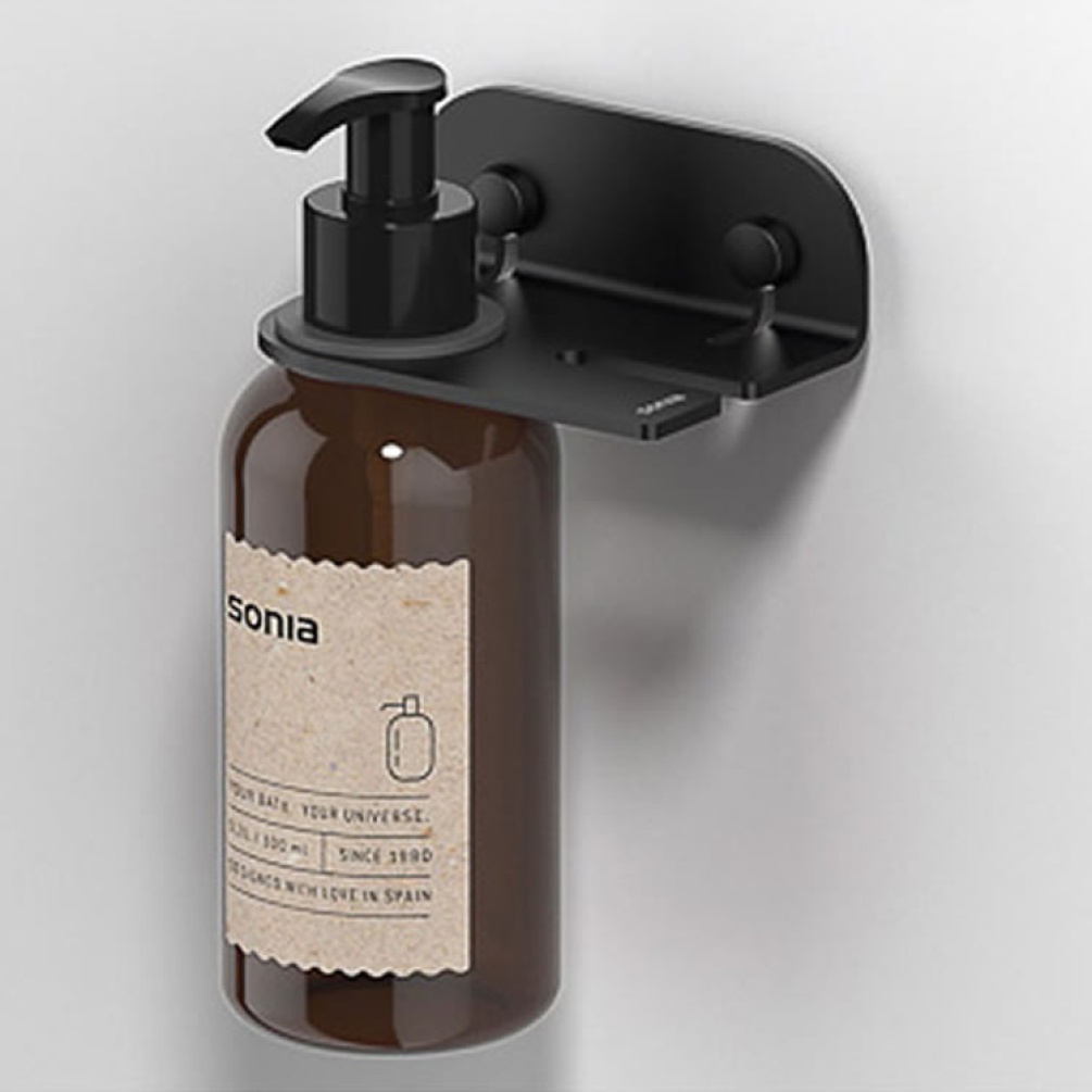Cutout image of Origins Living Sonia Quick Soap Dispenser and Hook  Black.
