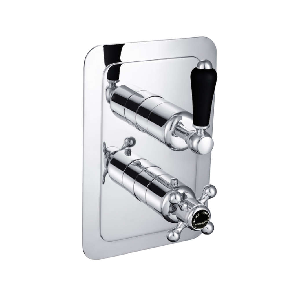 Photo of JTP Grosvenor Lever Chrome Single Outlet Concealed Shower Valve - Black Lever Handle