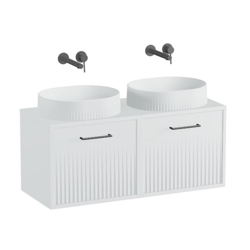 Vado Safari Fluted 1000mm Arctic White Wall Hung Vanity Unit & Arctic Worktop