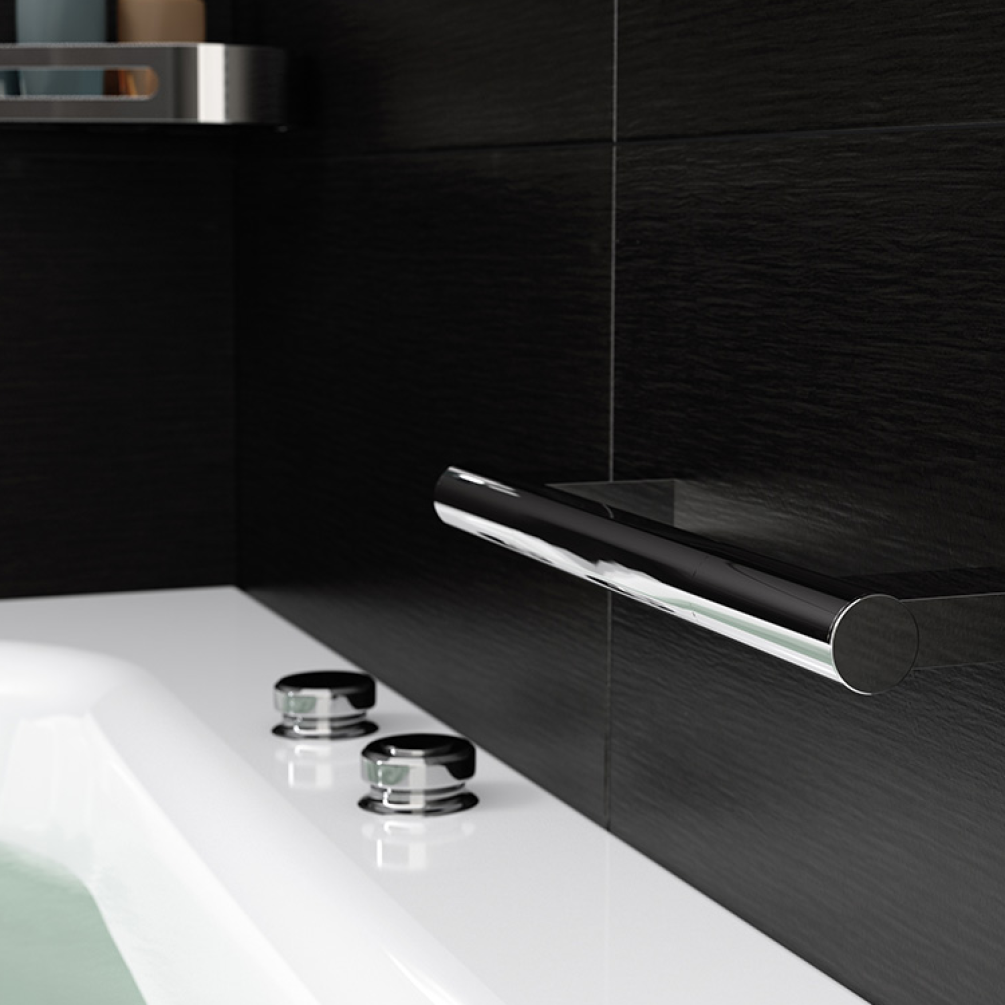 Lifestyle Photo of Bathroom Origins Sonia Lux Chrome 300mm Grab Bar