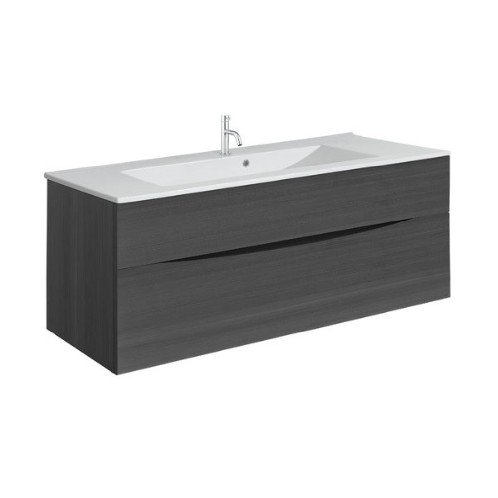 Product Cut out image of the Crosswater Glide II Steelwood 1000mm Double Drawer Unit with Ceramic 1 Tap Hole Basin