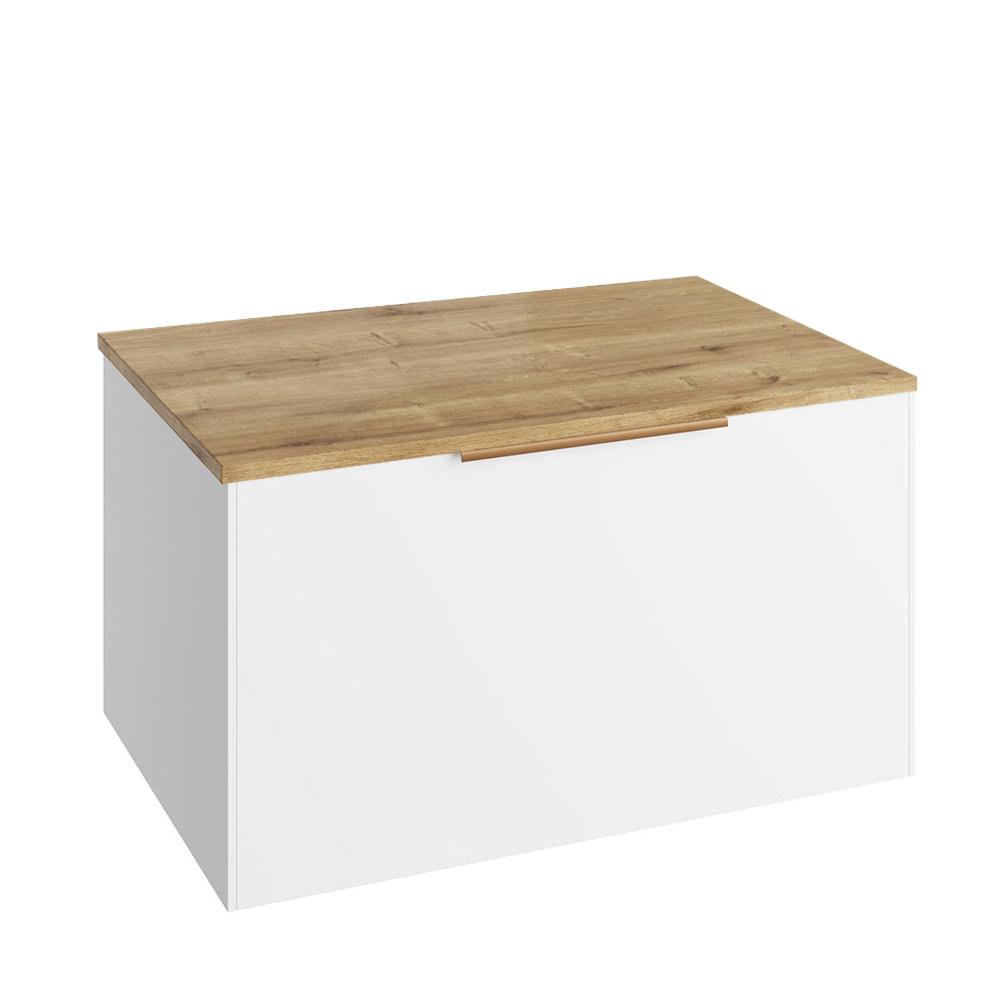 Abacus Concept Sit On White 800mm Vanity Unit - Oak Countertop