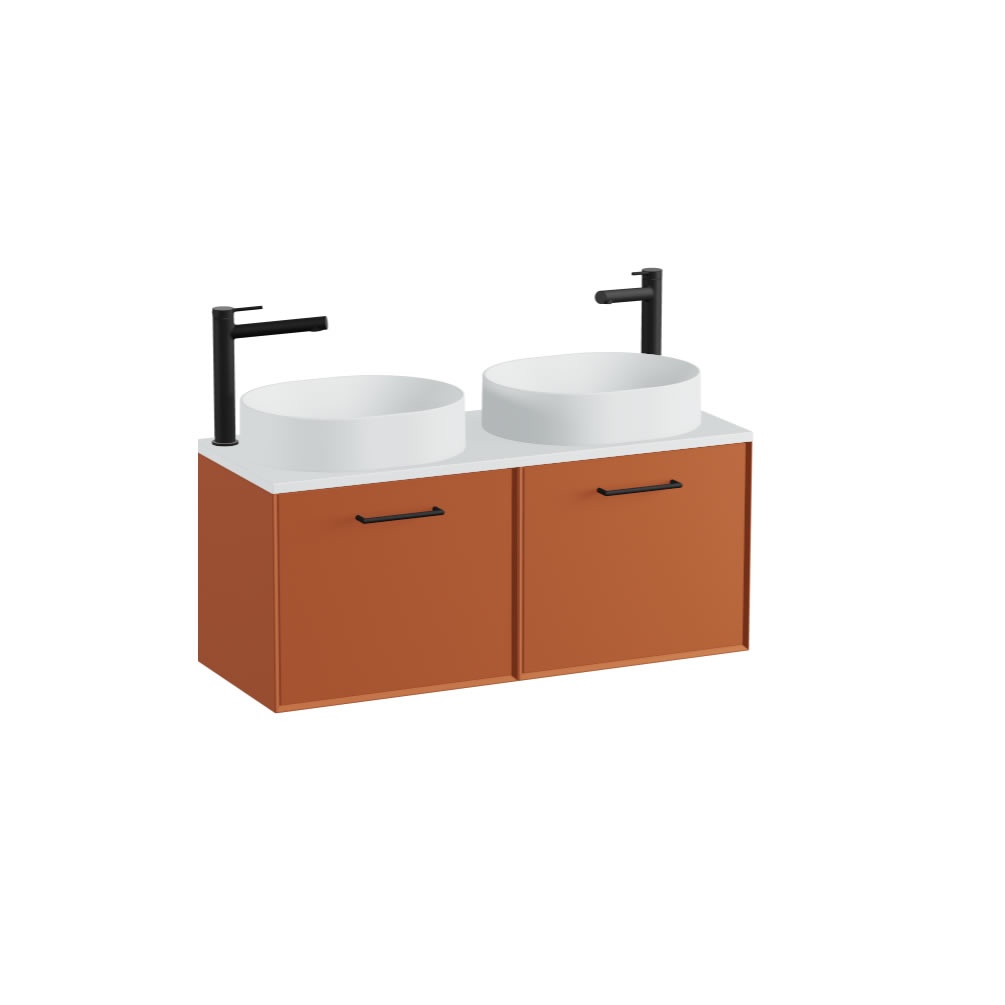 Vado Safari Smooth 1000mm Terracotta Wall Hung Vanity Unit & Arctic White Worktop