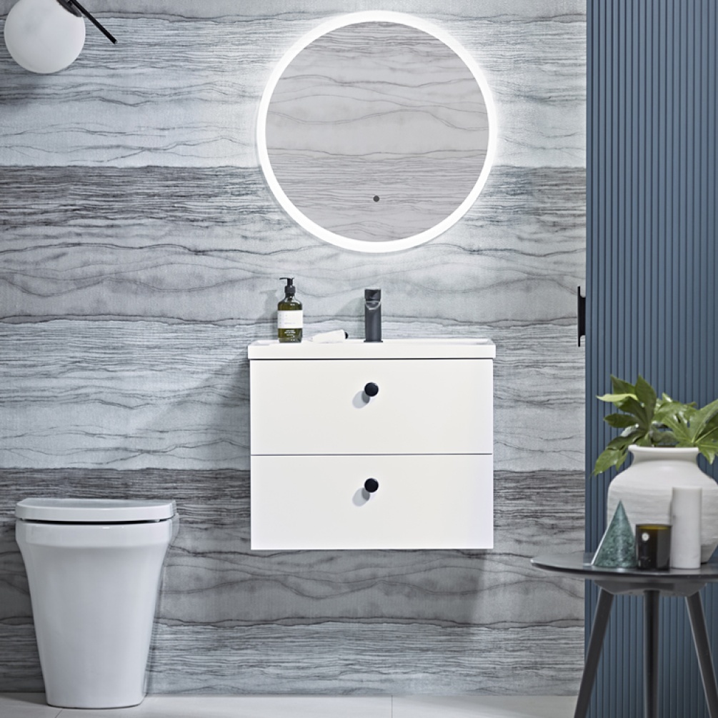 Tavistock Cadence 500mm Gloss White Wall Mounted Vanity Unit - Lifestyle