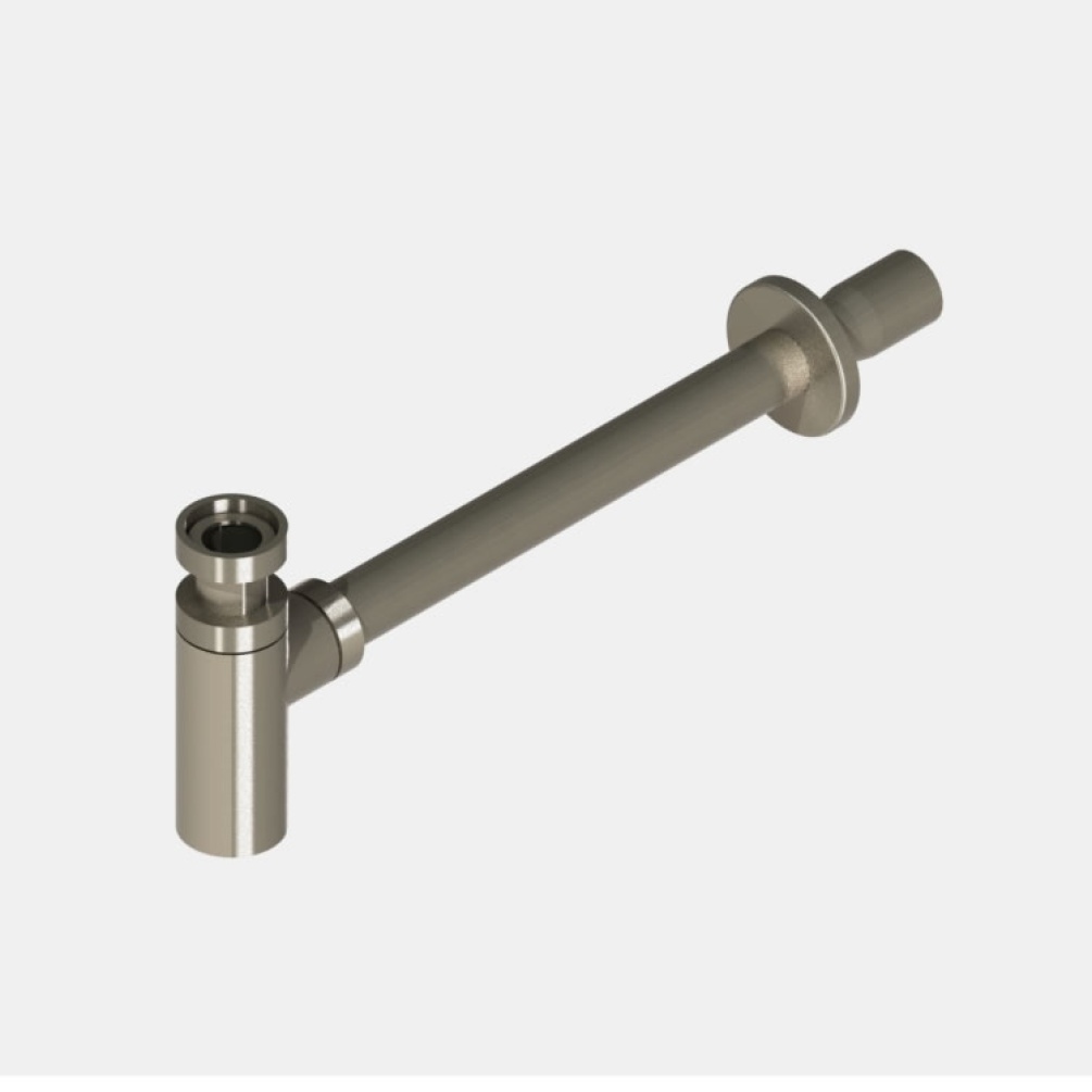 Product Cut out image of the Abacus Brushed Nickel Round Designer Bottle Trap