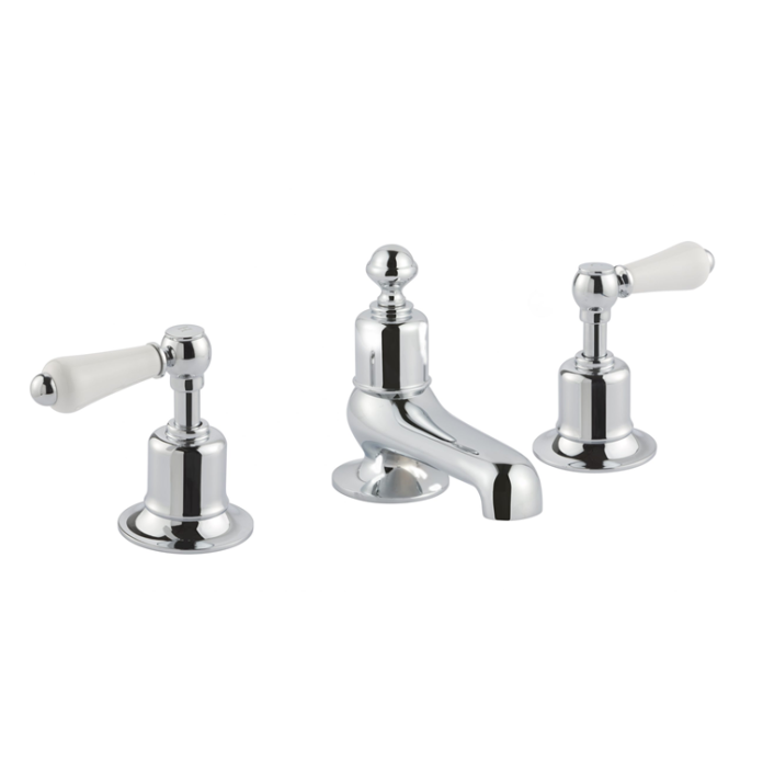 Photo of JTP Grosvenor Lever 3TH Deck Mounted Bath Filler - White Lever Cutout