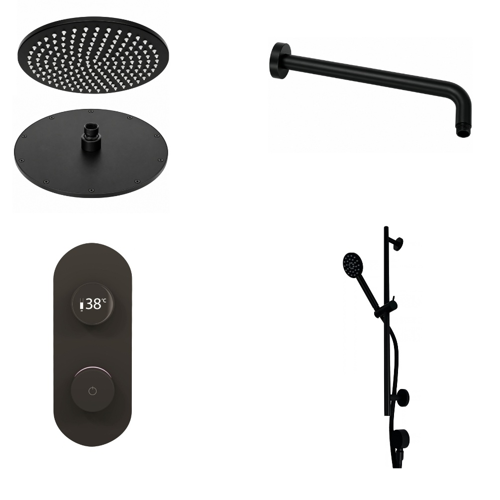 Matt Black Oval Valve Wall Arm Cut Out