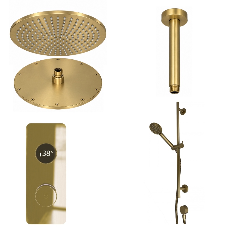 Ted Togo Brushed Brass Square Valve Ceiling Arm