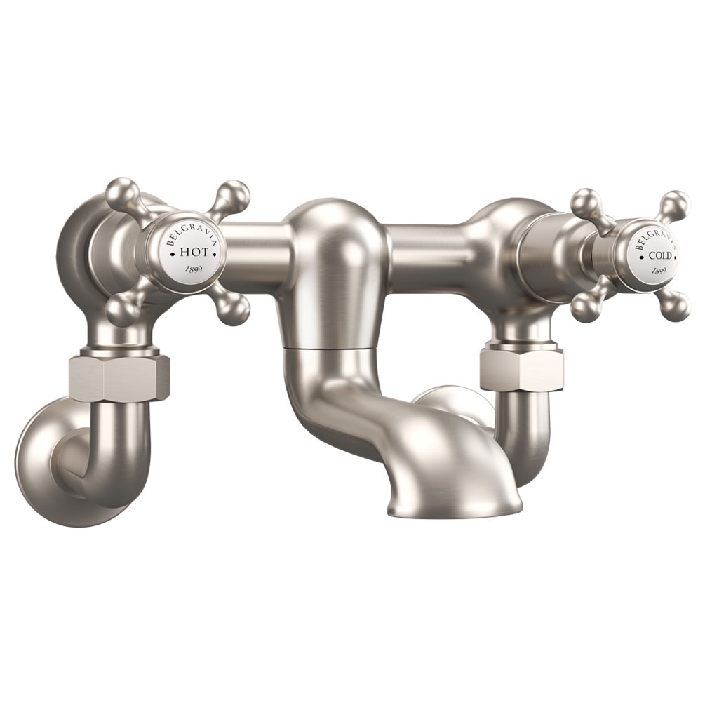 Cutout image of Crosswater Belgravia Brushed Nickel Wall-Mounted Bath Mixer