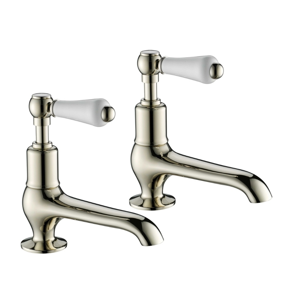 JTP Grosvenor Lever Nickel Long Nose Basin Taps Cut Out