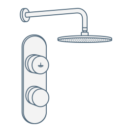 iconography image of a rainfall waterfall shower system