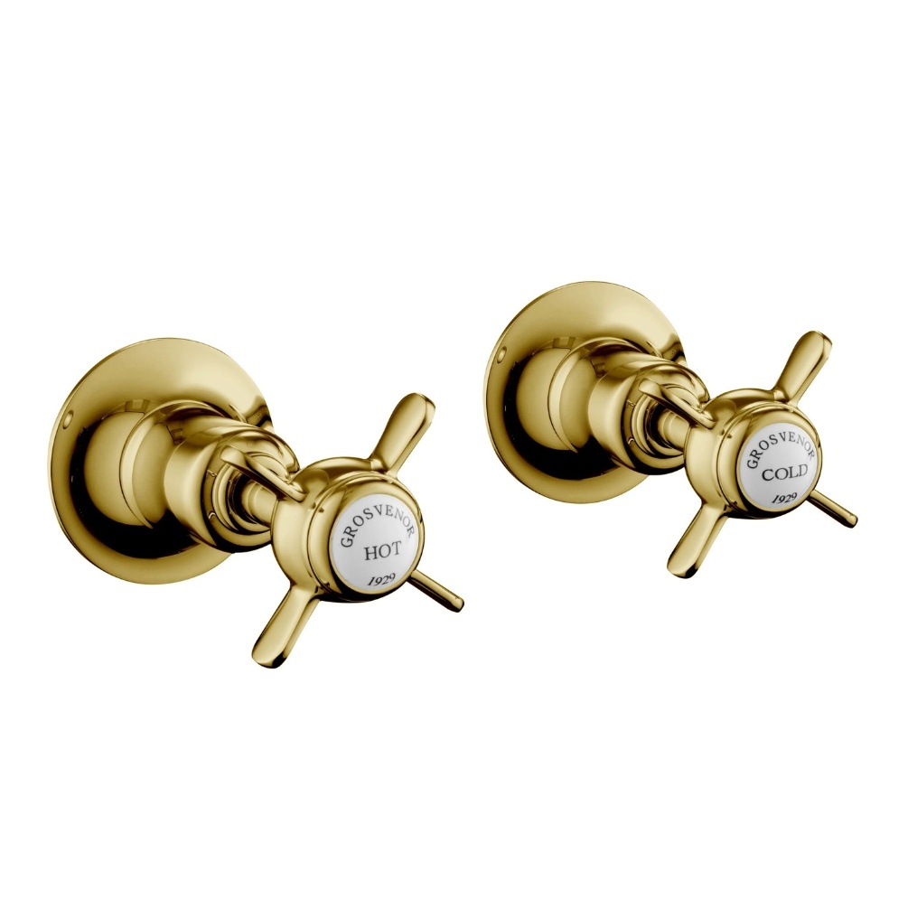 JTP Grosvenor Pinch Polished Gold Wall Mounted Valves Cut Out
