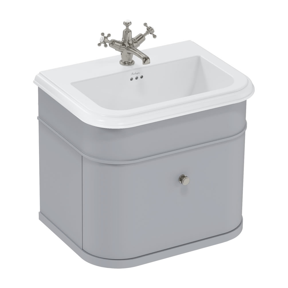 Burlington 650mm Grey Vanity Unit With Ceramic Basin (3 tap holes)