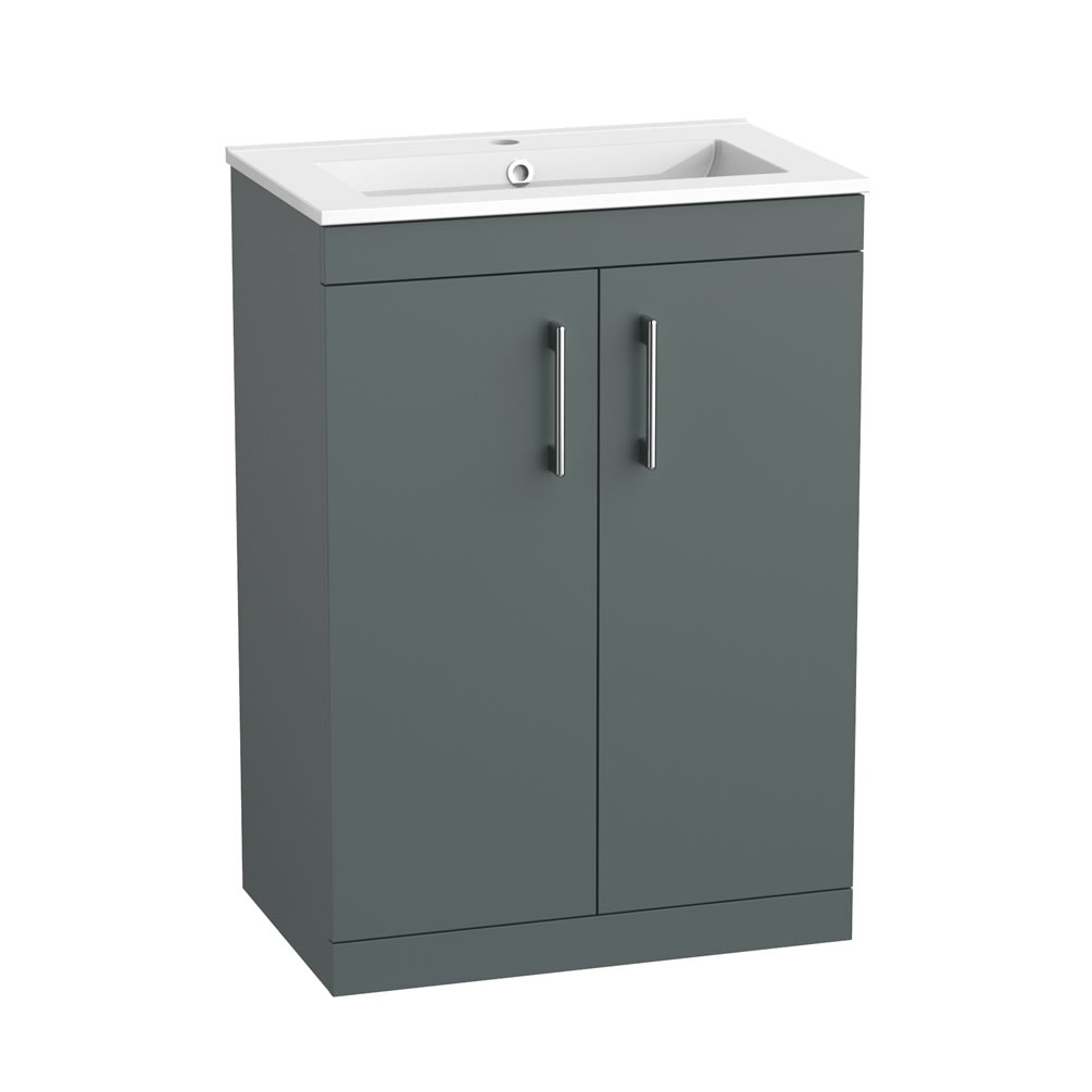 Tavistock Kew 600mm Matt Viridian Green Freestanding Vanity Unit & Basin
