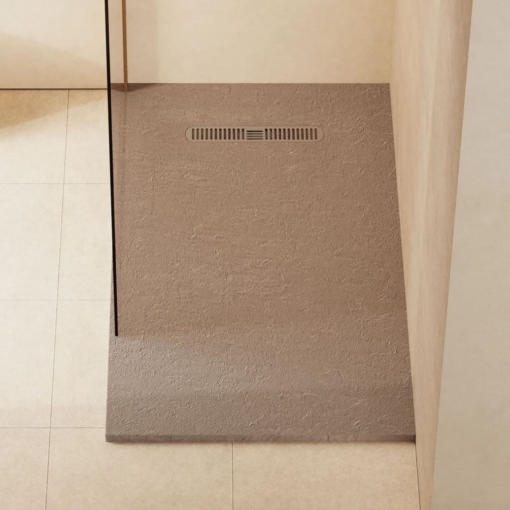 Lifestyle image of Crosswater Vito 1400mm x 800mm Brown Anti-Slip Rectangular Shower Tray