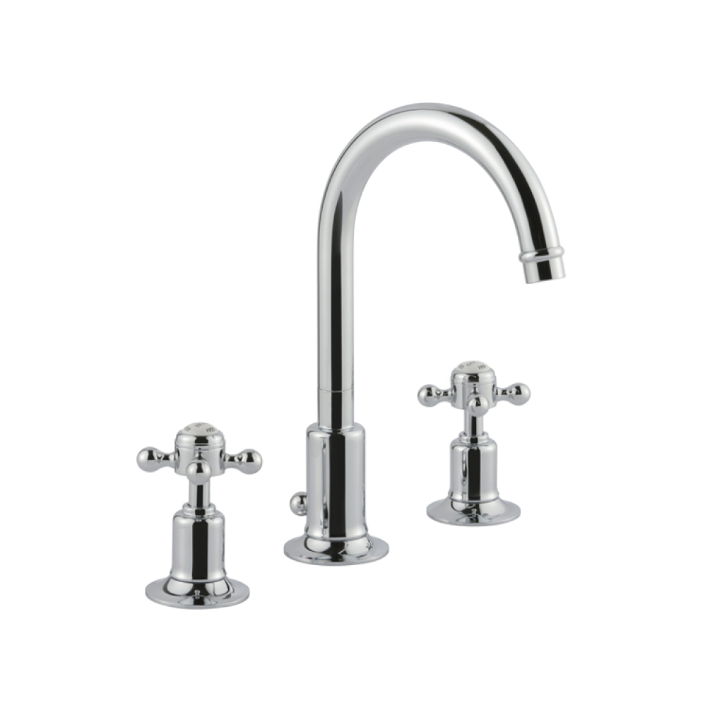 Photo of JTP Grosvenor Cross 3TH Basin Mixer with Pop Up Waste Cutout