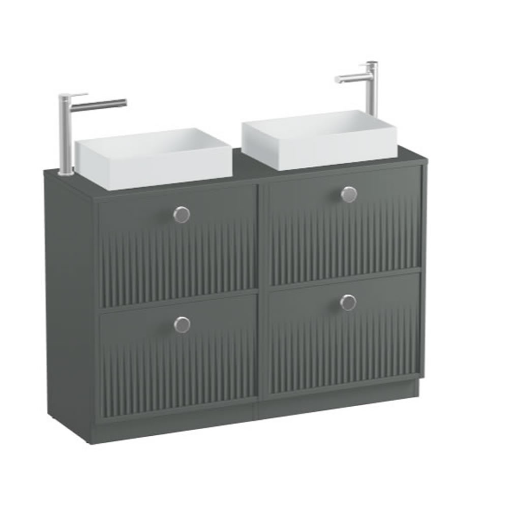 Vado Safari Fluted 1200mm Charcoal Grey Floorstanding Vanity Unit & Worktop