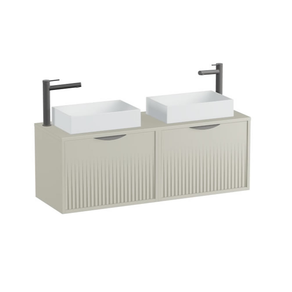 Vado Safari Fluted 1200mm Cashmere Wall Hung Vanity Unit & Worktop