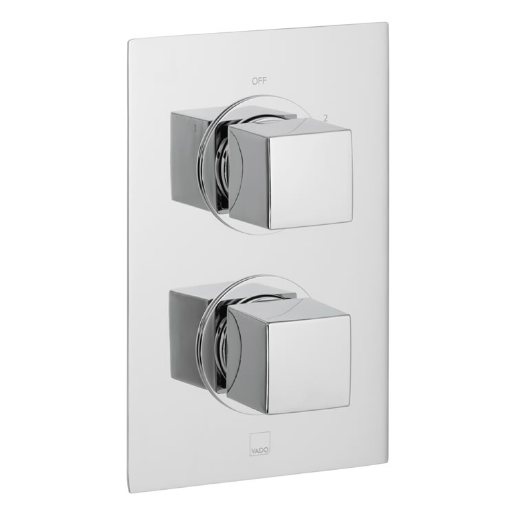 Cutout image of Vado Mix2 Two Outlet Thermostatic Shower Valve.