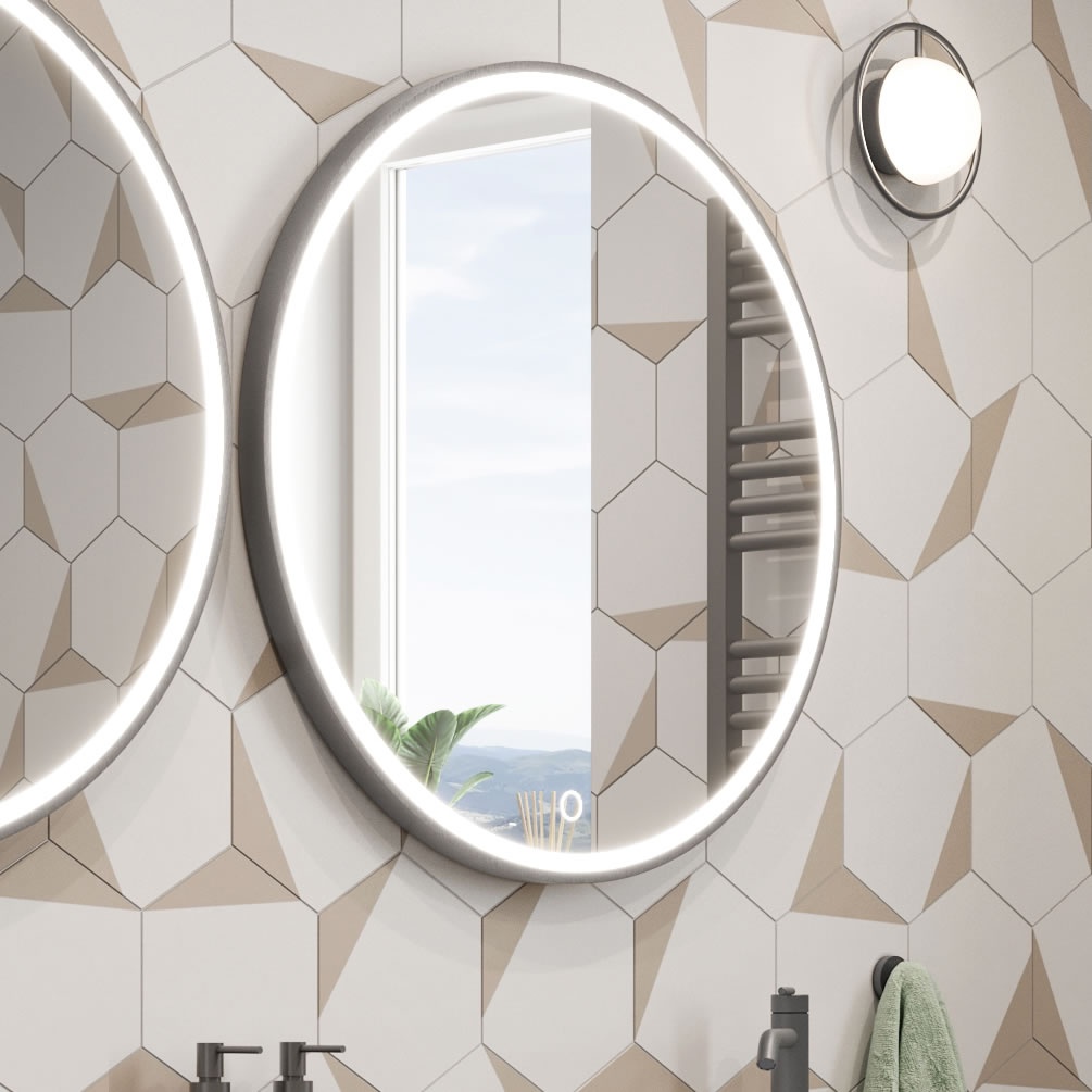 Lifestyle image of Crosswater Infinity 500mm Slate LED Mirror