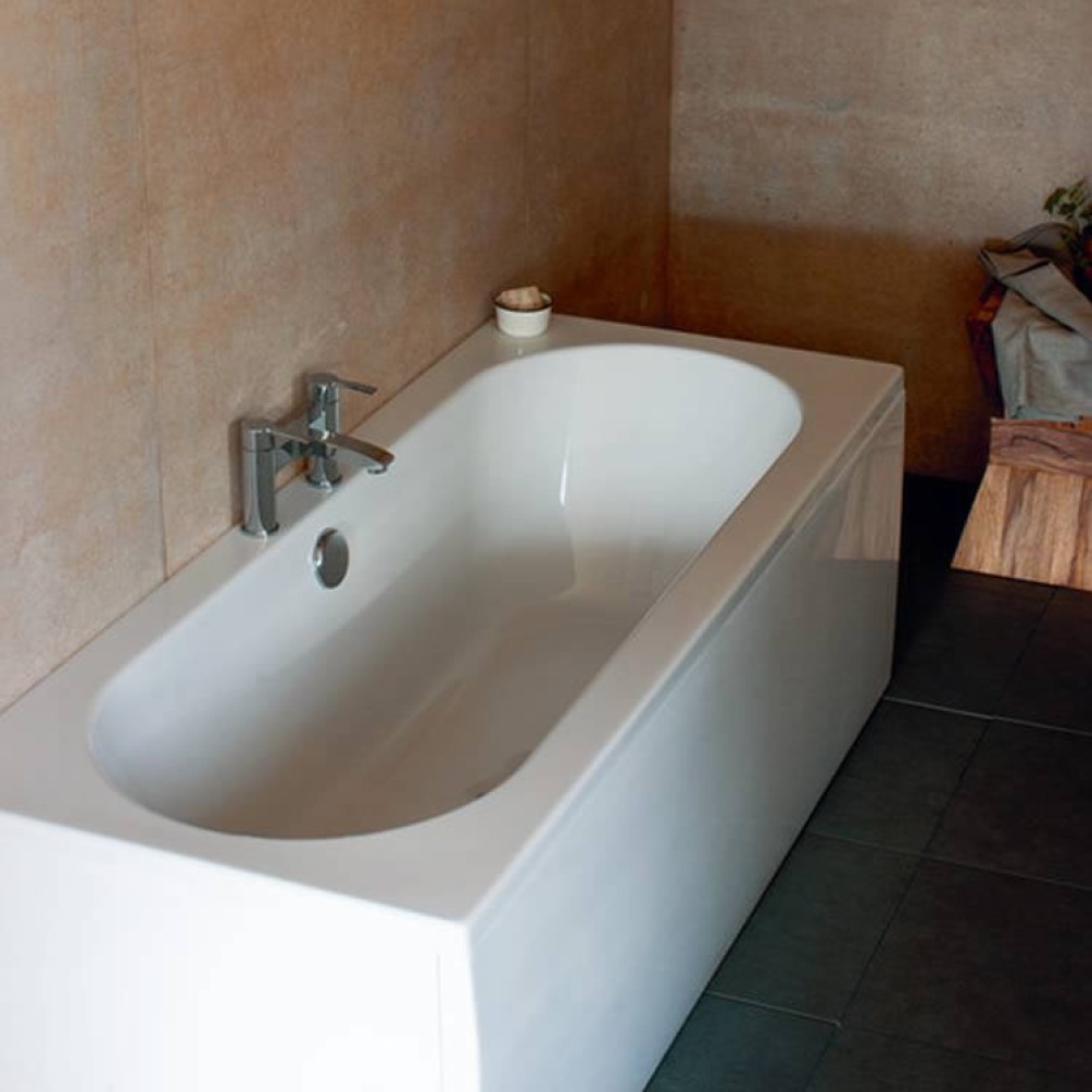 Lifestyle image of the Britton Cleargreen Verde 1800mm x 750mm Double Ended Bath