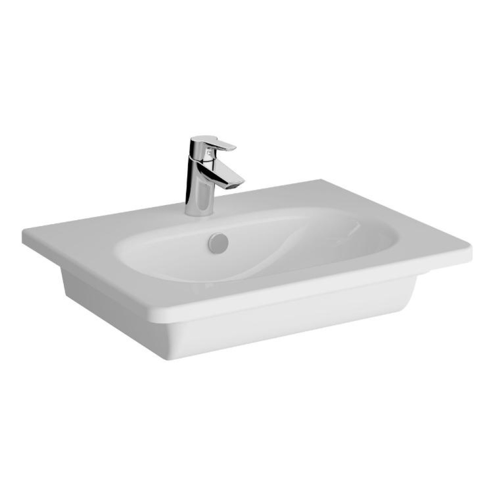 Product cut out image of VitrA Zentrum 605mm x 465mm Wall Hung Vanity Basin 1 Tap Hole 7791B0030001