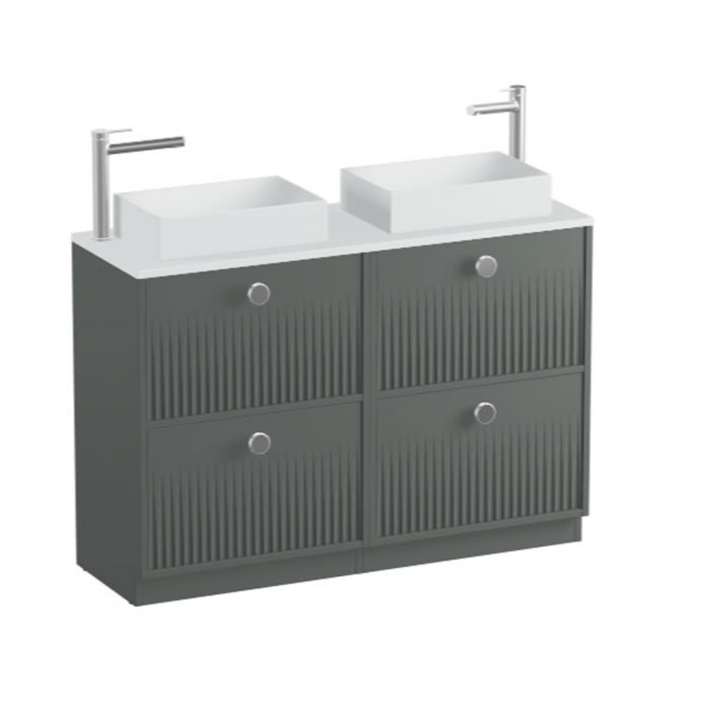 Vado Safari Fluted 1200mm Charcoal Grey Floorstanding Vanity Unit & Arctic White Worktop