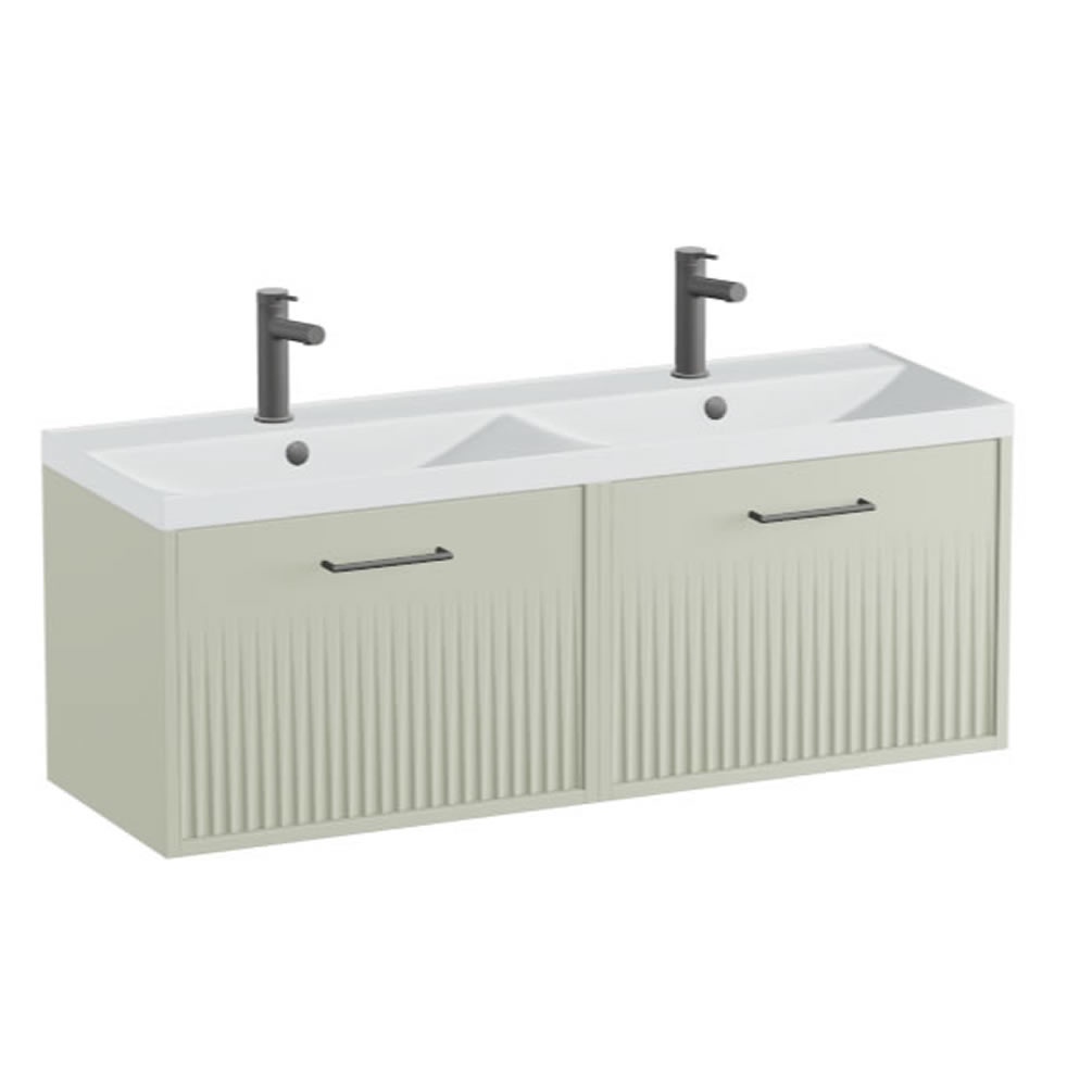 Vado Safari Fluted 1000mm Sage Green Wall Hung Vanity Unit & Arctic White Basin