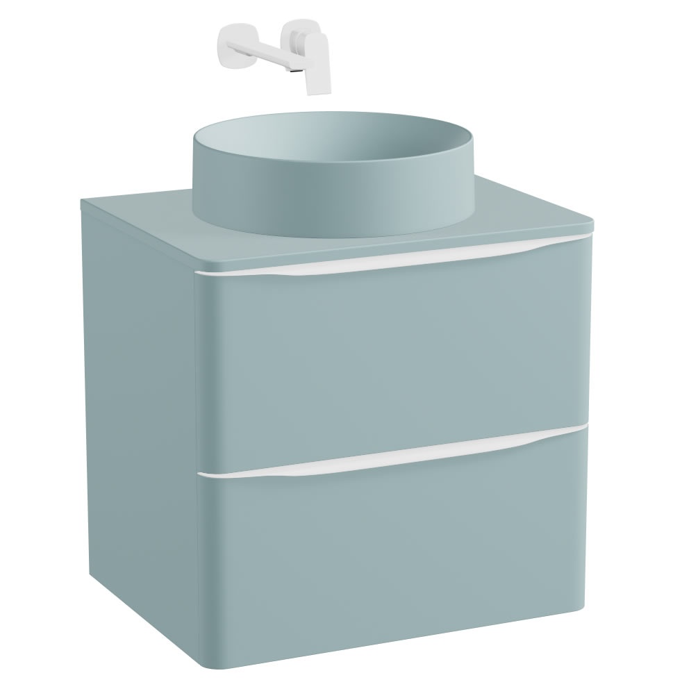 Vado Cameo 600mm Cove Blue Wall Hung Vanity Unit, Worktop & Basin