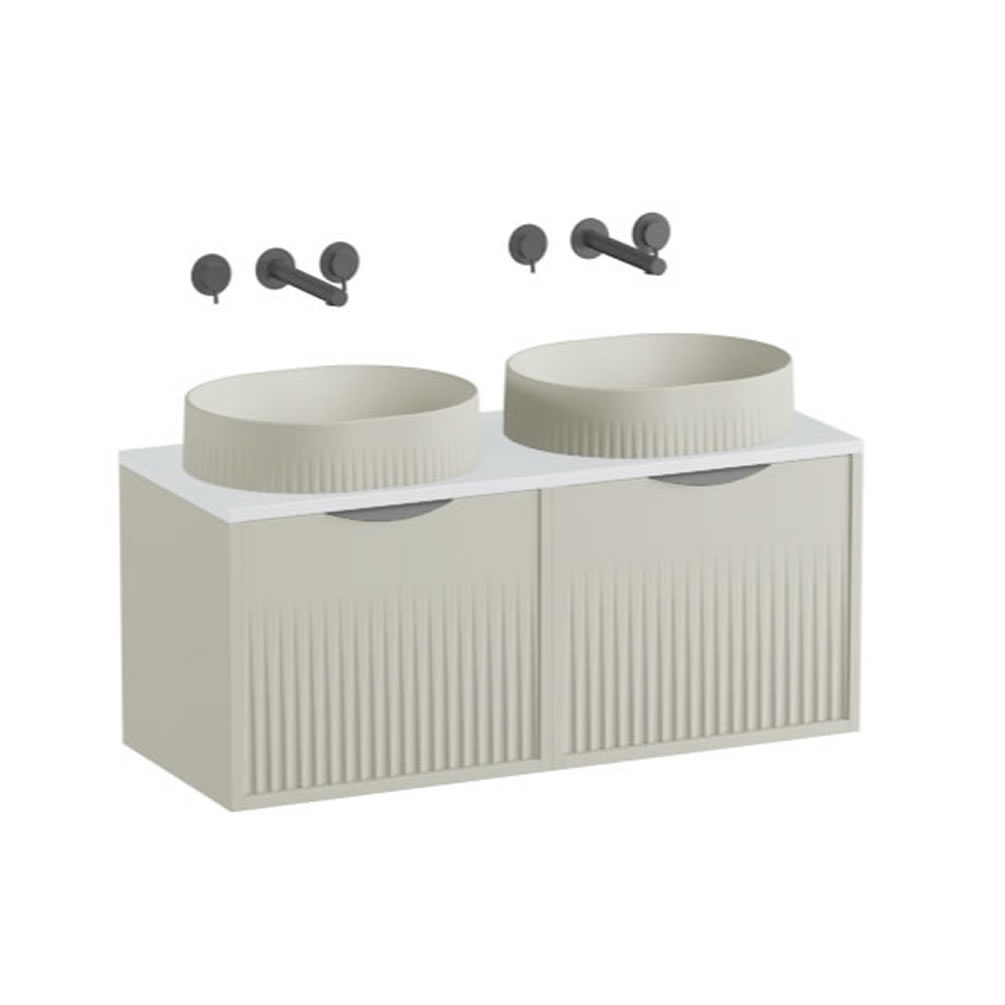 Vado Safari Fluted 1000mm Cashmere Wall Hung Vanity Unit & Arctic White Worktop
